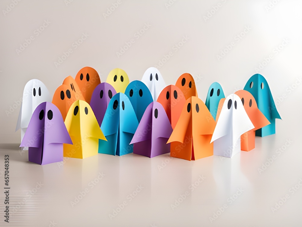 Wall mural halloween ghosts on a white background