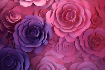 A colorful arrangement of paper flowers in various shades of pink and purple