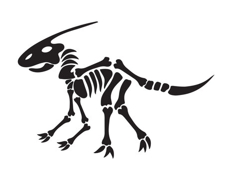 Dinosaur skeleton, dino bones. Modern, Creative, fantasy vector flat design image illustration 
