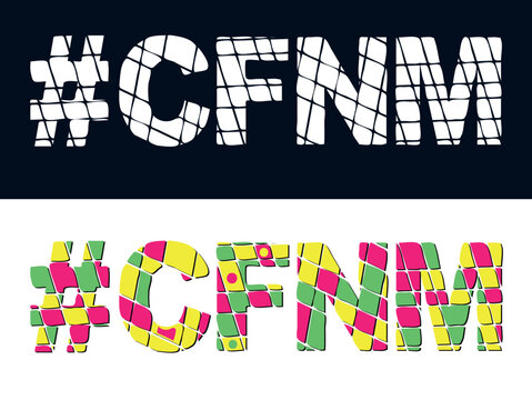 CFNM Hashtag. Tricolor isolated letters from contrast flowing fluid shapes. Popular Hashtag CFNM for social networks, Adult resources, mobile applications, games, t-shirts.