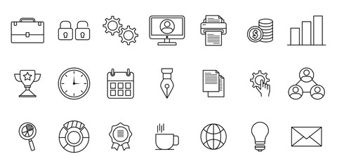 Business icon set. Businessman line icon .Business and Finance web icon in line style. Money, bank, Teamwork, human resources, contacts, infographics.	