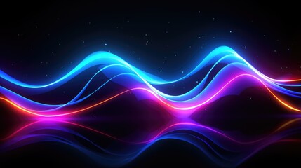 Glowing neon light waves background. Modern abstract wavy futuristic illustration. Colorful Wave element with neon led illumination design. Black Friday sale, cyber Monday concept.
