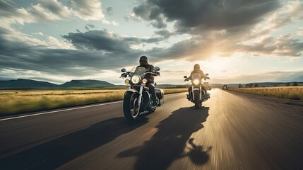 Group of cruiser-chopper motorcycle riders