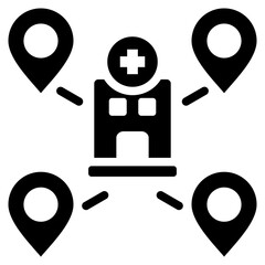 Hospital Network Glyph Icon