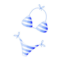 Blue striped woman bikini swimwear