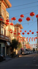 Obraz premium Chinese lanterns hanging in the streets 