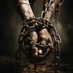 chains being broken to symbolize the abolition of slavery