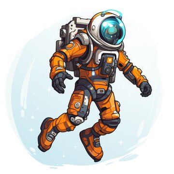 Intrepid space explorer character in a sci-fi story in cartoon style isolated on a white background