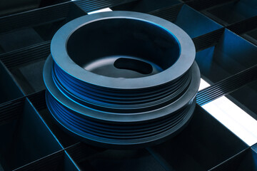 a new pulley for a car on an engine made on a multi-manual CNC machine