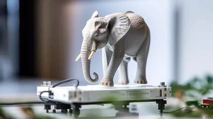 Fotobehang Automatic 3D printer creates tiny elephants © somchai20162516