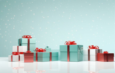 Obraz premium christmas gifts with christmas cards, merry christmas and happy new year greeting card with illustration