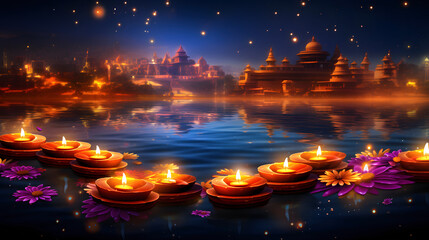 Fototapeta premium Diwali Lights - Festive of India - Festival of Lights - Generated by AI