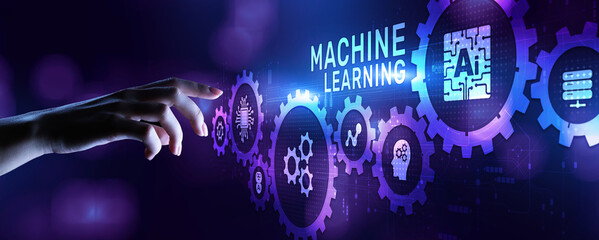 Machine learning AI Artificial intelligence neural network technology concept.