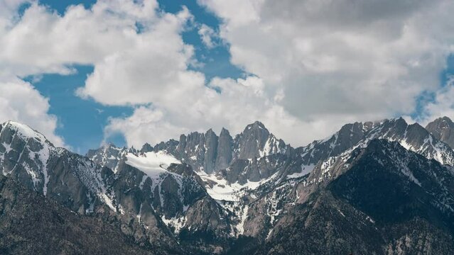 Timelapse of monsoon clouds over Mt. Whitney in Sierra Nevada mountains in California, USA