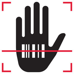 Scanning the barcode of a person located on the hand. Biometric sign.  illustration