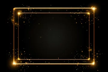 Foto op Canvas Luxurious gold and black banner design. Elegant golden frame on dark background. Abstract luxury art. Modern geometric template © Thares2020