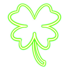 Four-leaf clover glowing desktop icon, lucky neon sticker, neon luck figure, glowing figure, neon geometrical figures 