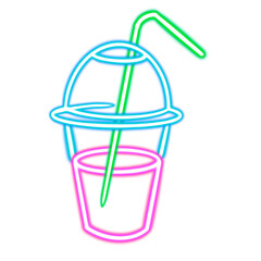 cocktail glowing desktop png icon, juice neon sticker, neon figure, glowing figure, neon geometrical figures 