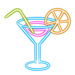 cocktail glowing desktop png icon, juice neon sticker, neon figure, glowing figure, neon geometrical figures 