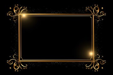 Luxurious gold and black banner design. Elegant golden frame on dark background. Abstract luxury art. Modern geometric template - obrazy, fototapety, plakaty