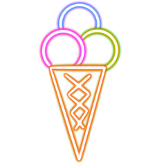 neon ice cream glowing desktop icon png, ice cream neon sticker, neon figure, glowing figure, neon geometrical figures 