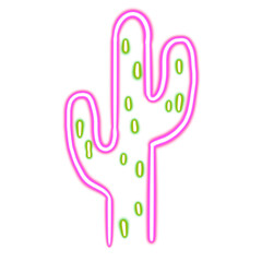  neon cactus pink glowing desktop icon png, cactus neon sticker, neon figure, glowing figure, neon geometrical figures 