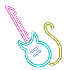 electric guitar glowing desktop icon png, electric guitar neon sticker, rock neon figure, glowing figure, neon geometrical figures 