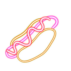 hot dog with sausage glowing desktop png icon, hot dog neon sticker, neon figure, glowing figure, neon geometrical figures 