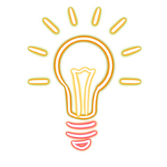 idea glowing desktop icon, lamp neon sticker, neon figure, glowing figure, neon geometrical figures 