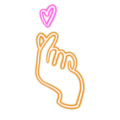 neon hand heart PNG, glowing desktop icon, neon sticker, neon figure, glowing figure, neon geometrical figures 
