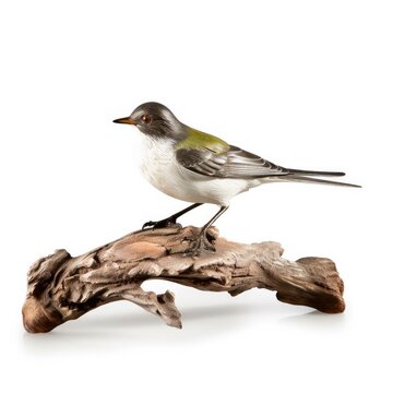 Olive-sided flycatcher bird isolated on white background.