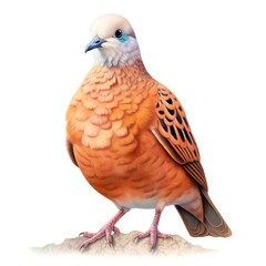Ruddy ground dove bird isolated on white background.