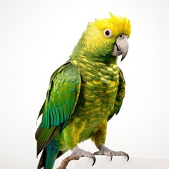 Obraz premium Yellow-naped parrot bird isolated on white background.