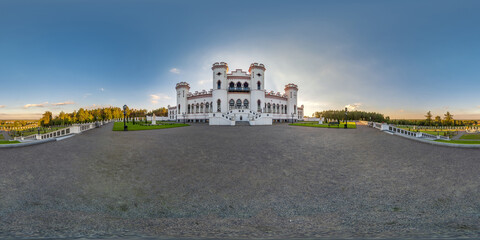 seamless spherical 360 hdri panorama overlooking restoration of the historic castle or palace in equirectangular projection © hiv360
