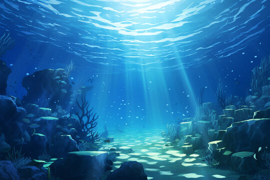 Anime Style Background, Beautiful Underwater Scenery