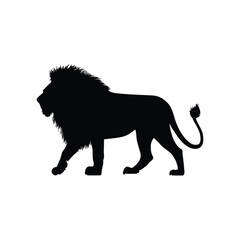 lion vector silhouette on isolated white background