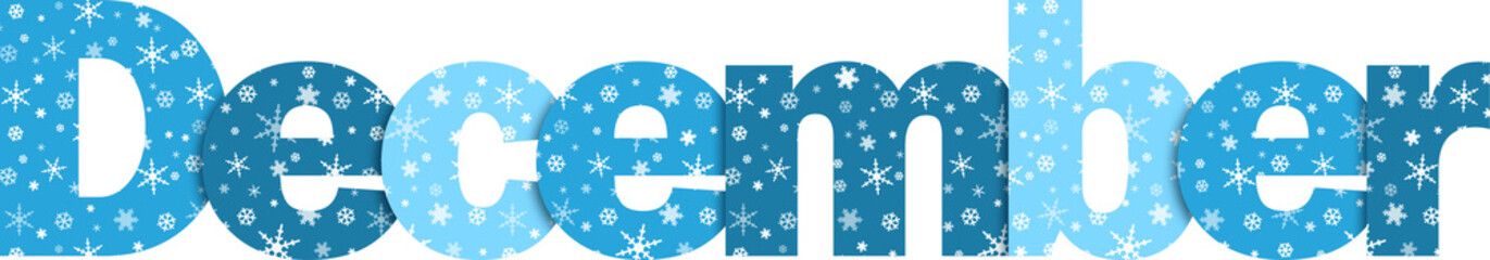 Obraz na płótnie Canvas DECEMBER blue typography banner with snowflakes