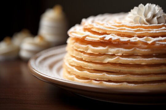 Kransekake: A Mesmerizing Macro Shot of Delicately Crafted Norwegian Rings, an Impressive Tower of Sweetness for Special Occasions and Festive Celebrations