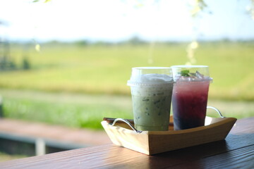 cold drink  at the nature background
