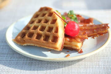 waffles with strawberry jam