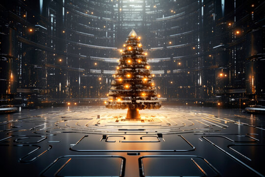 technological christmas tree wallpaper. High quality photo