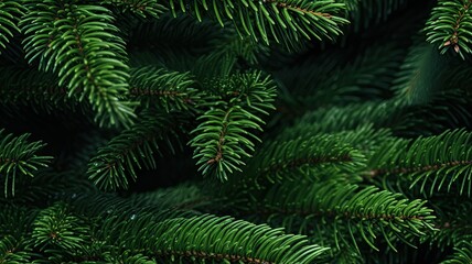 Fototapeta na wymiar pattern of fir branches in a dense forest or with Christmas or New Year's toys. Emphasize lush greenery and the play of light and shadow on the needles. SEAMLESS PATTERN. SEAMLESS WALLPAPER.