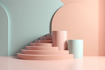 A cup next to a staircase