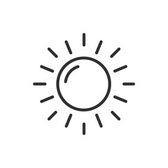 Sun and Rays, linear icon. Line with editable stroke