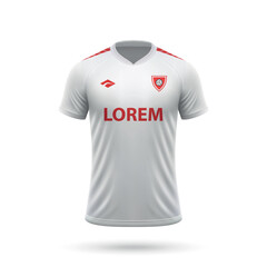 Fototapeta na wymiar 3d realistic soccer jersey in Köln style, shirt template for football kit 2023