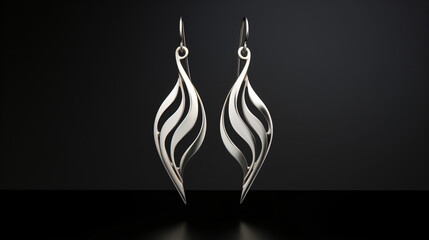 Jewelry earrings. Stainless steel. One background