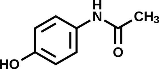 Paracetamol structural formula, vector illustration. Acetaminophen