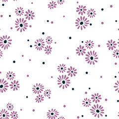 Cute floral seamless pattern vector illustration, simple flowers pattern design
