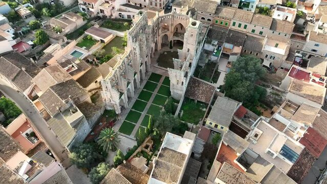 Aerial view Church Iglesia Nova, Son Servera, Arta, Mallorca