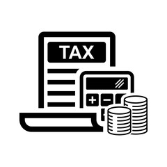 Tax icon. Payment and bill invoice document isolated on background